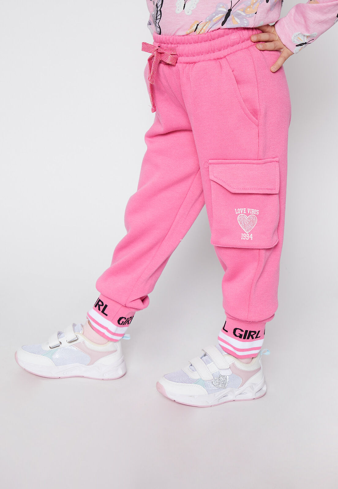 Pantalon de Buzo Cargo Estampado Rosado Family Shop