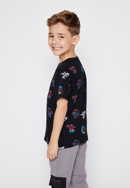 Polera Disnosaurio Neon Negro Family Shop