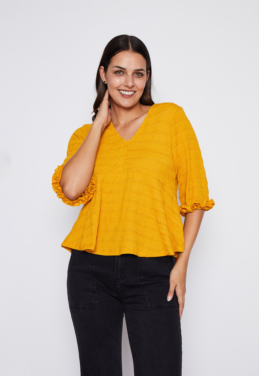Polera color mostaza mujer sales
