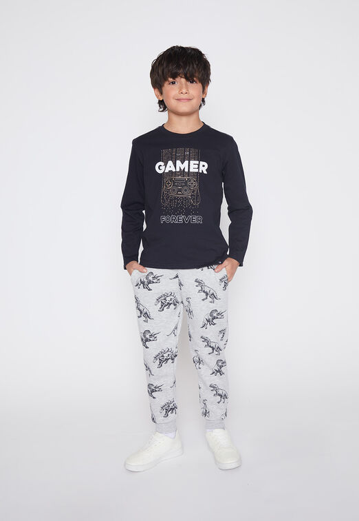 Polera Nino Negro Dinosaurio Family Shop