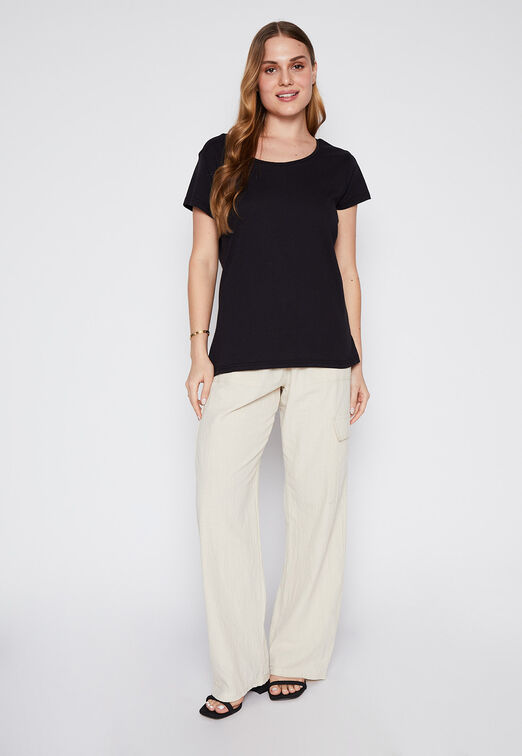 Pantalon Mujer Beige Lino Cargo Family Shop