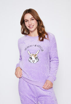 Pijama Mujer Morado Polar Motas Family Shop
