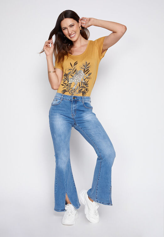 Jeans Flare Apertura Costado Azul Family Shop
