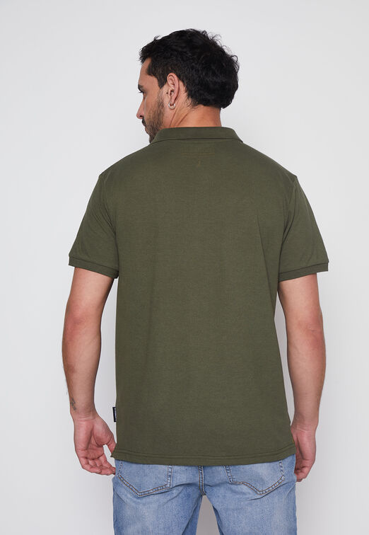 Polera Hombre Verde Pique Basic Family Shop