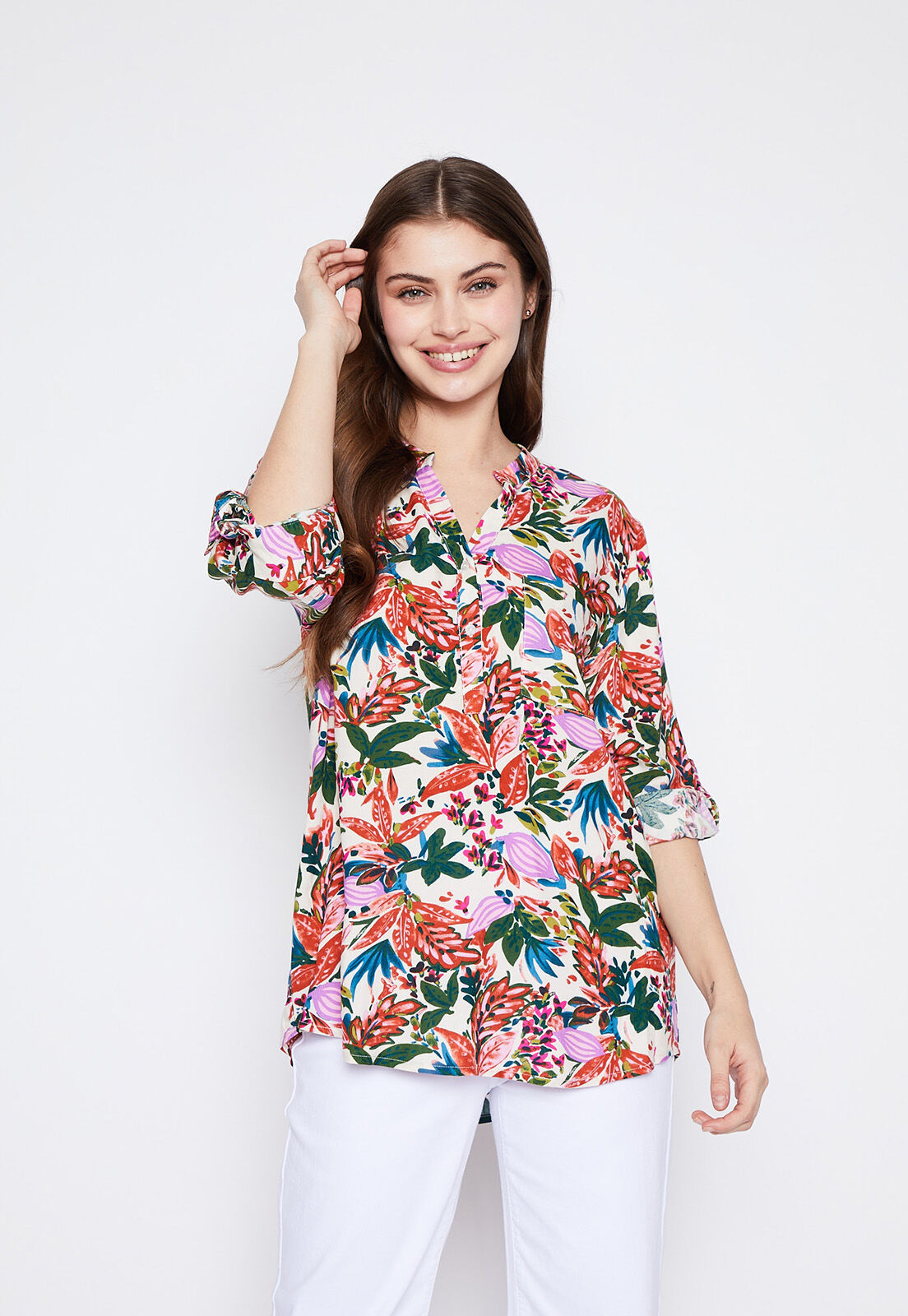 Blusa Mujer Crudo Flores Family Shop