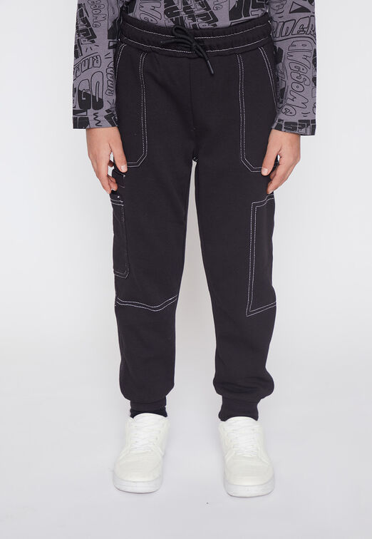 Pantalon De Buzo Nino Negro Constraste Family Shop