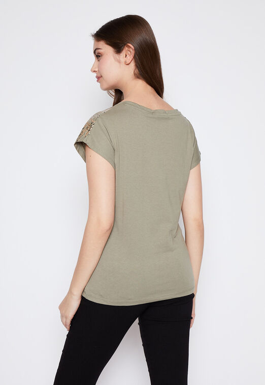 Polera Mujer Verde Hojas Gold Family Shop