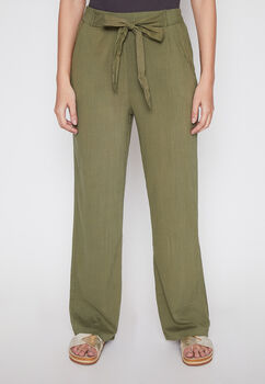 Pantalon Mujer Verde Palazzo Liso Family Shop