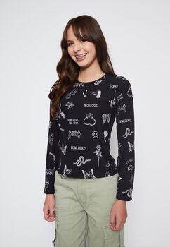 Camiseta Lola Negro Termica Family Shop