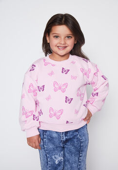 Poleron Nina Rosado Mariposa Family Shop