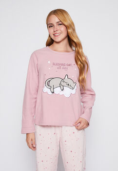 Pijama Mujer Rosado Polar Cat Family Shop