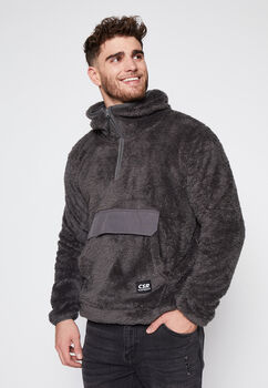 Poleron Plus Size Cierre Bolsillo Gris Family Shop