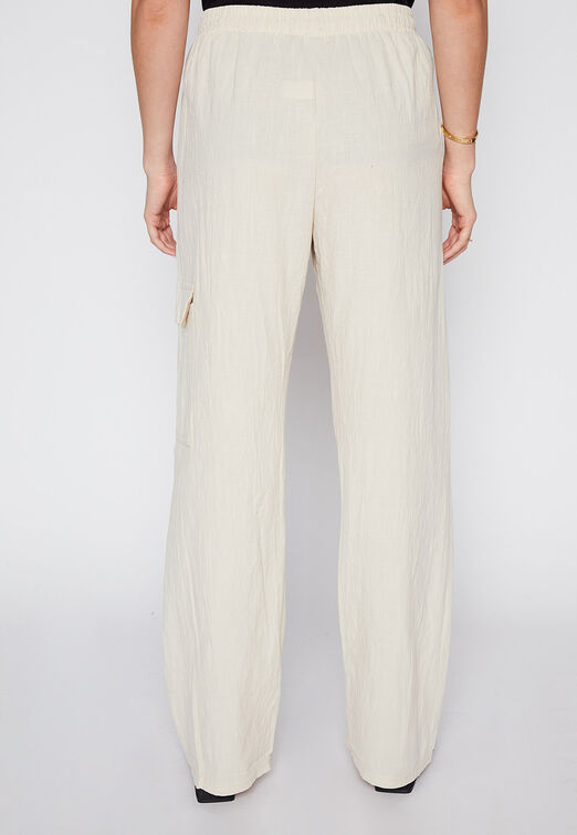 Pantalon Mujer Beige Lino Cargo Family Shop