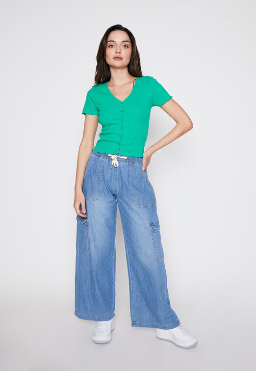 Jeans Mujer Azul Wideleg Family Shop