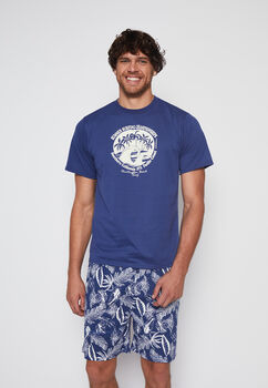 Hombre  Pijama Corto  Azul   Family Shop