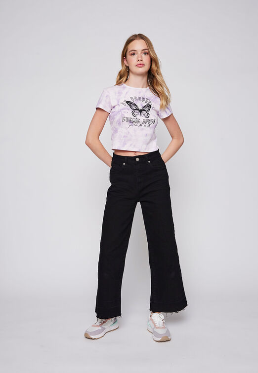 Pantalón Wide Leg Negro Family Shop