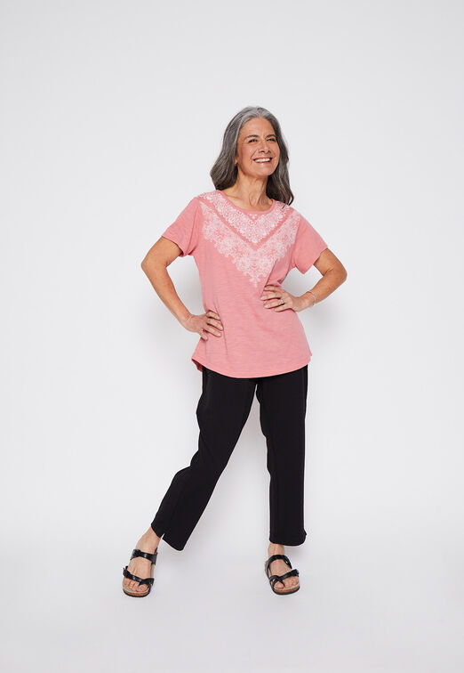 Polera Manga Corta Boho Fucsia Family Shop