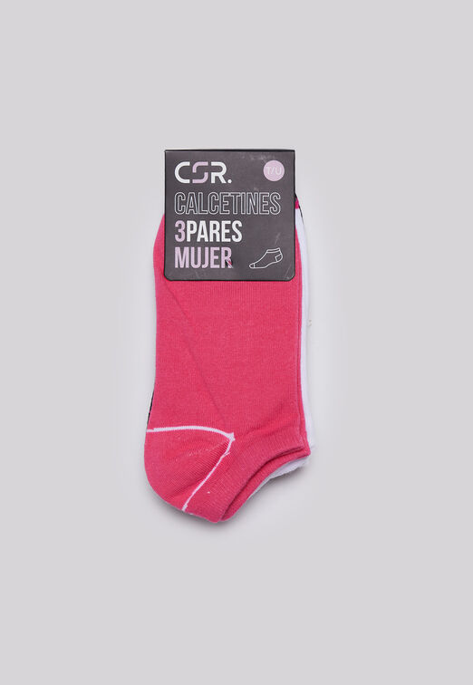 Calceta Mujer Sport Liso Pack 3 Multicolor Family Shop