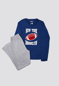 Pijama Algodon New York Azul  Family Shop