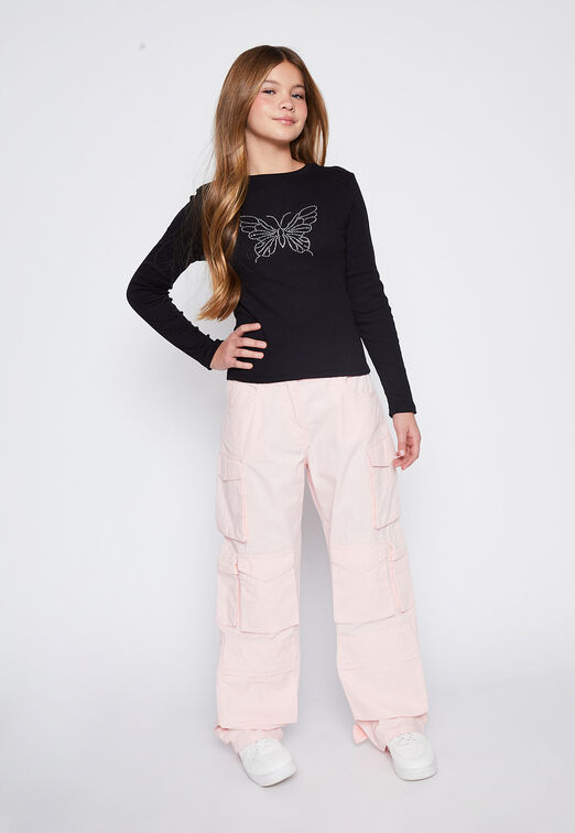 Pantalon Lola Rosado Wide Cargo Bolsillo Family Shop