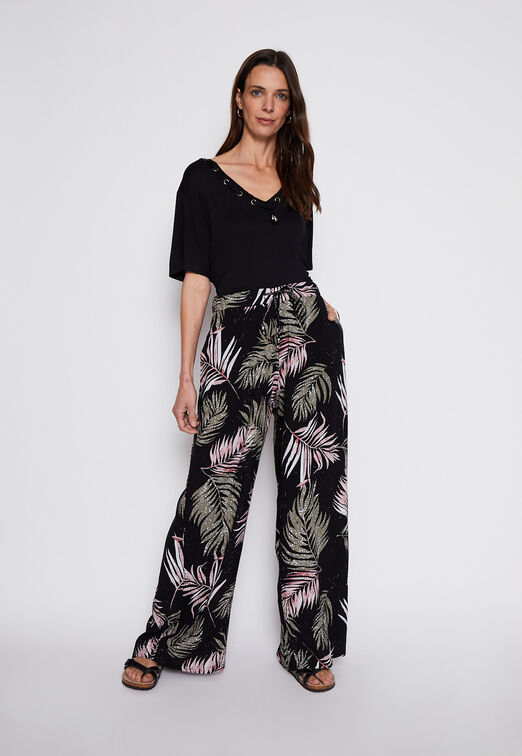 Pantalon Plus Size Palazzo Print Rosado Family Shop