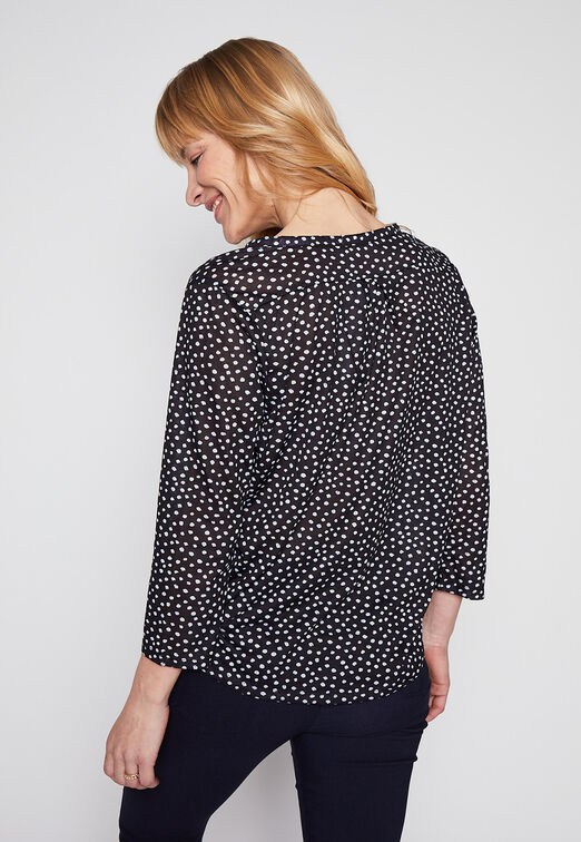 Blusa Manga 3/4  Mao Puntos Negro Family Shop