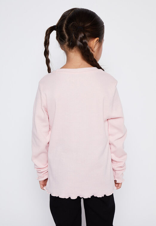 Polera Niña Rosado Rib Bordado Family Shop