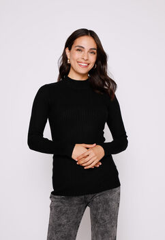 Sweater Mujer Negro Canuton Cuello Alto Family Shop