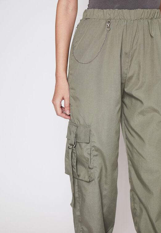 Pantalon Buzo Mujer Verde Cargo Pu o Family Shop