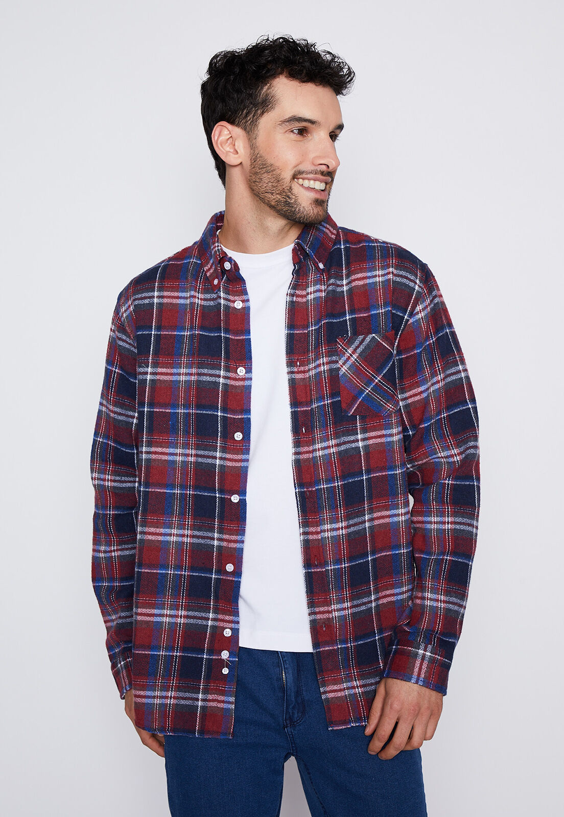 Camisa de franela roja hombre best sale