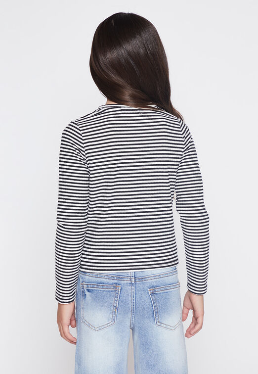 Polera Nina Negro Listada Cut Out Family Shop