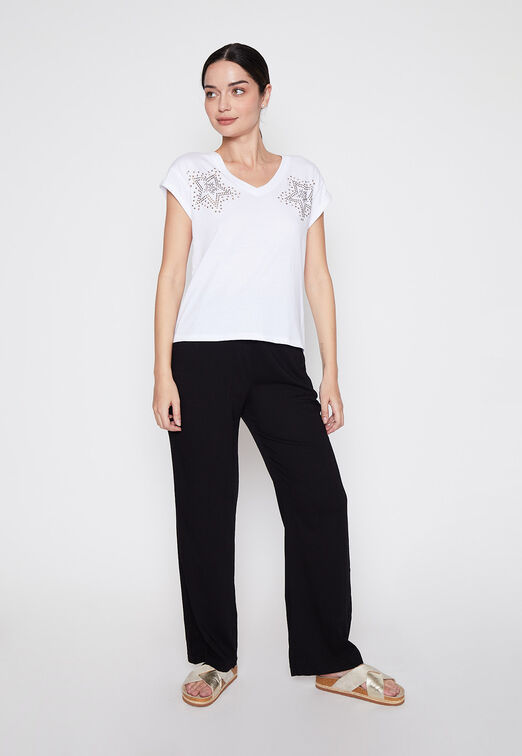 Pantalon Mujer Negro Palazzo Liso Family Shop