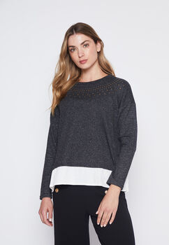 Sweater Mujer Negro Melange Family Shop