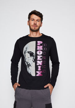 Polera Manga Larga Calavera Negro Family Shop