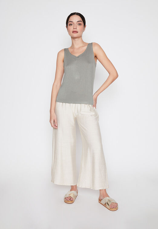 Pantalon Mujer Beige Wide Leg Family Shop